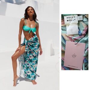 Hello Molly NWT Tropical Print Swim Maxi Sarong Skirt Wrap Small